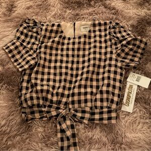 NWT Pink and Black Gingham Dress the Population Blouse Size XS